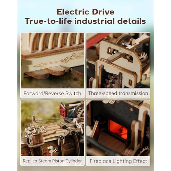 WOODEN TRAIN, CAR MODEL KIT, MECHANICAL, STEAM LOCOMOTIVE, LKA01, ADULT 3D PUZZLE, UNFOLDABLE - Image 4